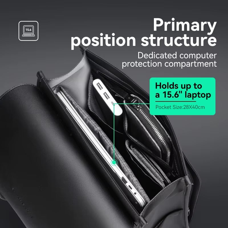 Svart Lädarryggsäck för Jobb & Skola – För Män med Stil